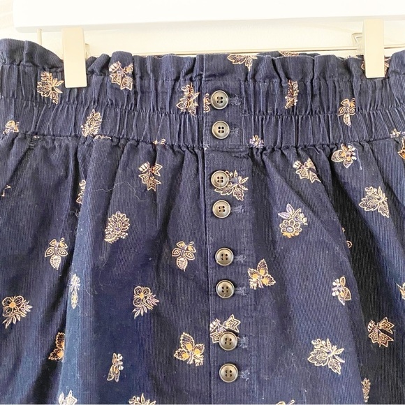 MADEWELL Navy Floral Corduroy Elastic Waist Mini Skirt NWT - Picture 3 of 8